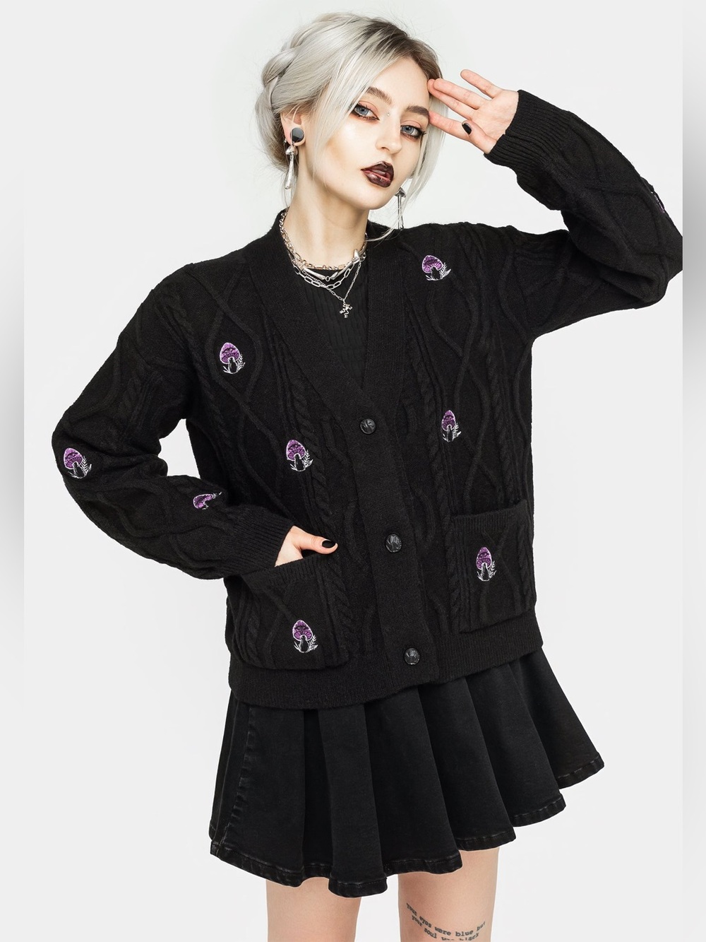 Disturbia Revelation Mushroom Knit Cardigan | US S